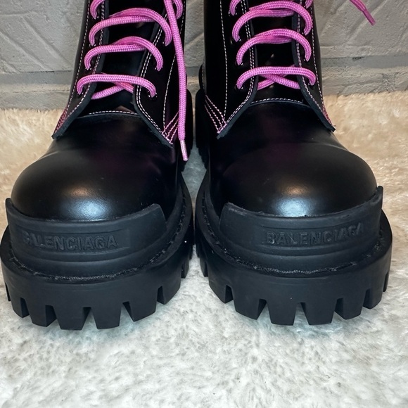 New Balenciaga Strike Ankle Combat Boots in Black and Fluo Pink Size 36 - Picture 4 of 10